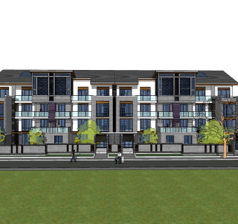 中式居住建筑草图大师模型，古建民俗sketchup模型免费下载