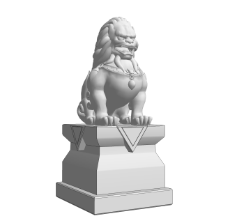 石狮子雕塑su模型,摆件草图大师模型下载