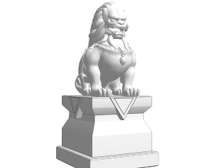 石狮子雕塑su模型,摆件草图大师模型下载