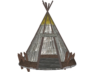 现代蒙古包skp模型，帐篷sketchup模型下载