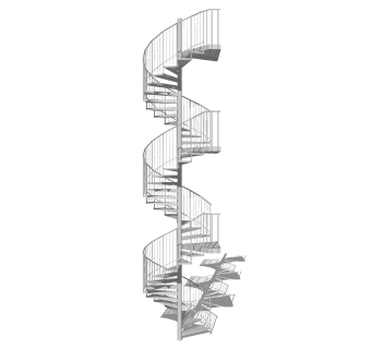 现代钢结构螺旋楼梯草图大师模型，钢结构螺旋楼梯sketchup模型免费下载