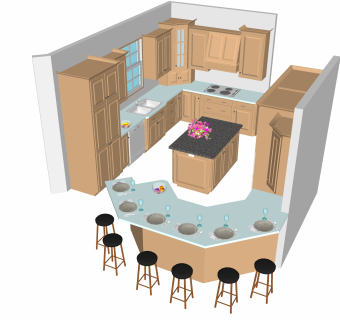 现代厨房柜免费su模型，厨房柜skb文件下载