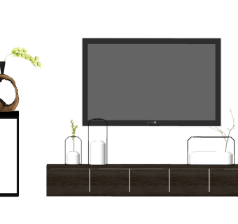 现代电视柜草图大师模型，电视柜sketchup模型下载