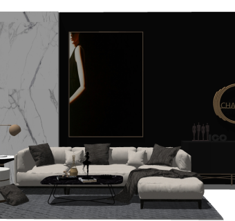 现代简约布艺沙发su模型，沙发sketchup模型下载