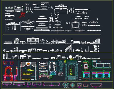 原创欧式家具木皮激光花拼花设计总图，家具CAD素材图纸下载