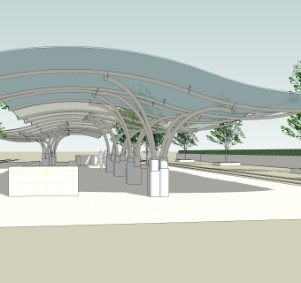 现代雨棚sketchup模型，雨棚草图大师模型下载
