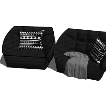 欧式布艺单人沙发草图大师模型，沙发skp文件下载