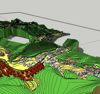 山地场地草图大师模型，山地sketchup模型