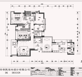 简洁风格三居CAD施工图附效果图套图