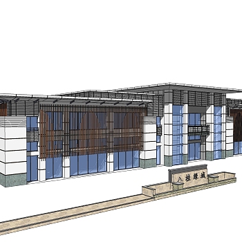 现代售楼处建筑方案草图大师模型，售楼部建筑sketchup模型免费下载