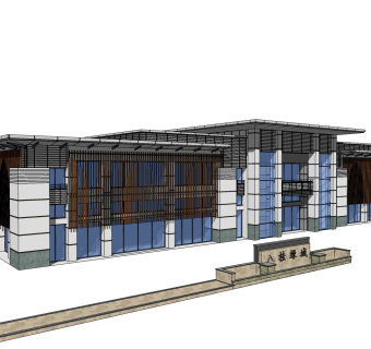 现代售楼处建筑方案草图大师模型，售楼部建筑sketchup模型免费下载