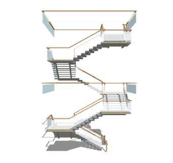 现代玻璃结构草图大师模型，玻璃结构sketchup模型免费下载