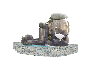 现代假山置石叠水草图大师模型，假山置石叠水sketchup模型免费下载
