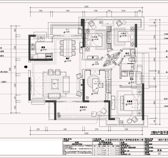 祥细客厅卧室家装户型图三居CAD，免费下载