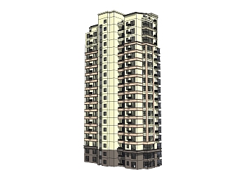 <em>现代公寓</em>楼草图大师模型，公寓sketchup模型