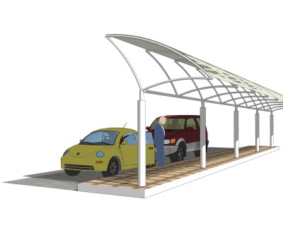 现代雨棚草图大师模型，雨棚sketchup模型下载