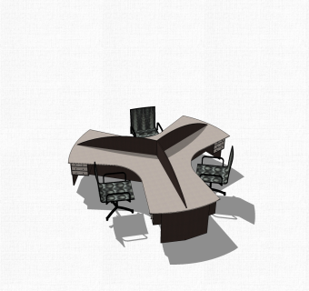 现代隔断办公桌草图大师模型，办公桌skp模型下载
