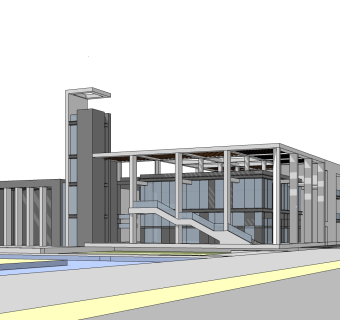 现代办公楼草图大师模型，办公楼sketchup模型免费下载