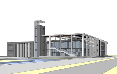 现代办公楼草图大师模型，办公楼sketchup模型免费下载