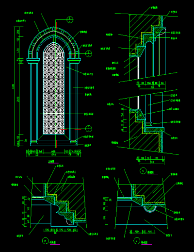 仿古<a href=https://www.yitu.cn/sketchup/chuang/index.html target=_blank class=infotextkey>窗</a>户CAD大样样图（中式+欧式）_2