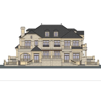 法式独栋别墅草图大师模型下载，sketchup别墅外观su模型分享