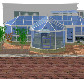 现代阳光房SU模型，阳光房SKB文件下载