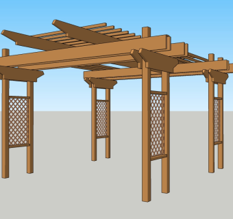 现代景观廊架草图大师模型，景观廊架sketchup模型下载