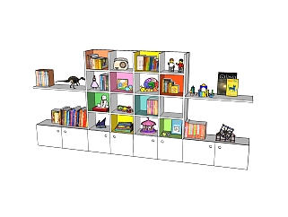 现代儿童书柜<em>货架</em>草图大师模型，儿童书柜su模型下载