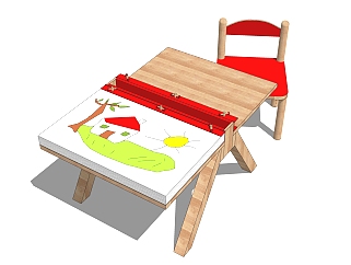 <em>现代幼儿园</em>桌椅草图大师模型，儿童桌椅su模型下载