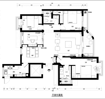 祥细家装户型图三居CAD，免费下载