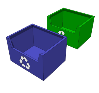 现代分类垃圾桶草图大师模型，垃圾桶SU模型下载