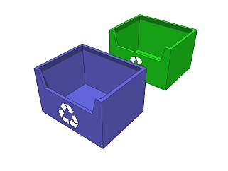 现代分类垃圾桶草图大师模型，垃圾桶SU模型下载