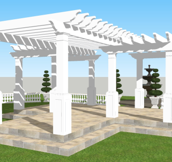 现代简约景观廊架草图大师模型，景观廊架sketchup模型下载