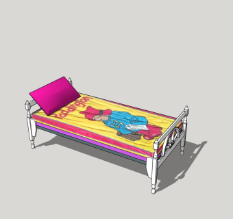 现代儿童床草图大师模型，床su模型下载