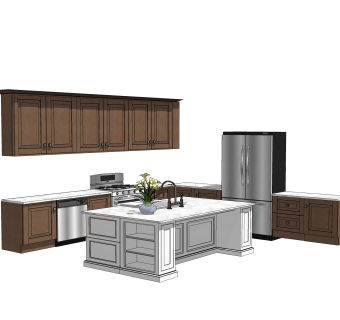 欧式岛型橱柜草图大师模型，厨房柜sketchup模型下载