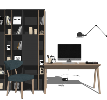 现代书桌草图大师模型下载、现代书桌su模型下载