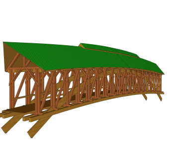 廊桥草图大师模型设计下载，sketchup廊桥su模型分享