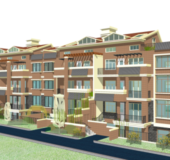 现代连排别墅草图大师模型，连排别墅sketchup模型免费下载