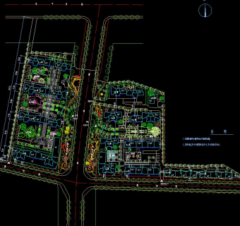 大型居住小区规划图施工图CAD图纸