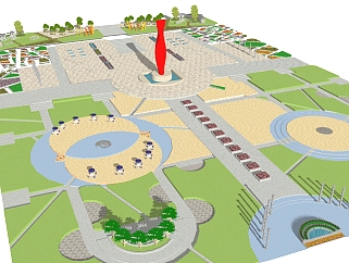 现代<em>公园景观</em>草图大师模型，公园sketchup模型免费下载