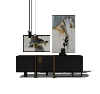 现代轻奢电视柜草图大师模型，电视柜su模型下载