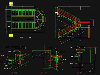 转楼梯CAD大样节点图库，楼梯CAD节点图下载