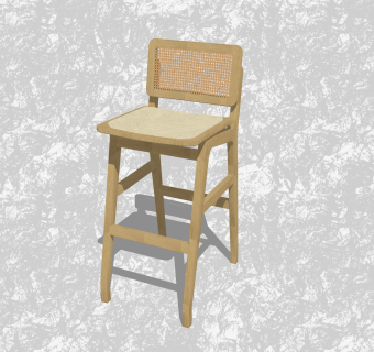 现代实木简约小座椅su模型，休闲椅草图大师模型下载