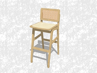现代实木简约小座椅su模型，休闲椅草图大师模型下载