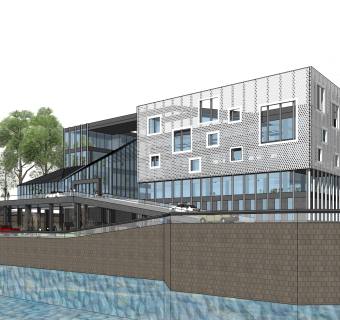 现代办公楼草图大师模型，办公楼sketchup模型免费下载