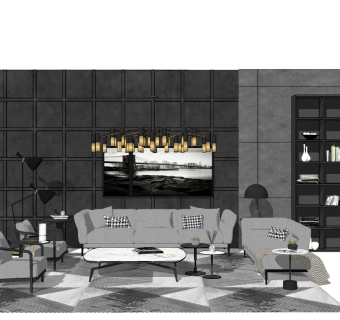 现代简约布艺沙发草图大师模型，沙发su模型下载