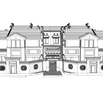 精致徽派中式别墅草图大师模型，别墅sketchup模型