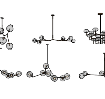 现代吊灯组合su模型，吊灯sketchup模型下载