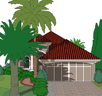 现代独栋别墅su模型下载，别墅草图大师模型分享