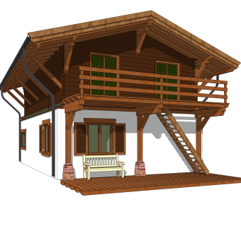 简欧独栋别墅草图大师模型，sketchup别墅su模型下载